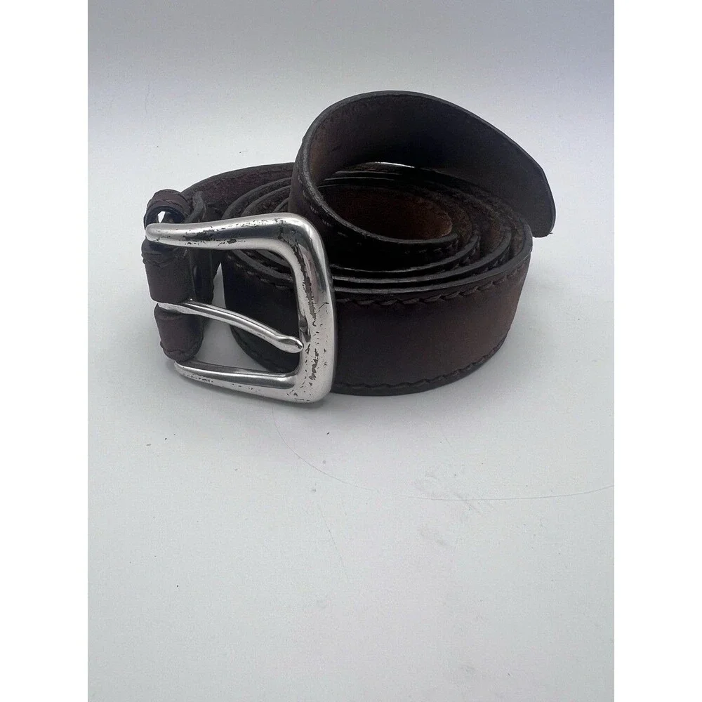 Justin Leather Belt Mens Sz 40 Top Grain Cowhide Made USA 247BD Silver Buckle